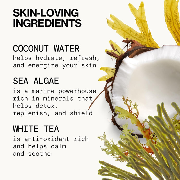 Beauty Sea Foam Face Cleanser, Daily Gentle Foaming Face Wash, with Coconut Water + Sea Algae Complex, Removes Makeup, for Combination and Oily Skin, Vegan and Cruelty Free, Clean Skin Care