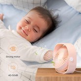 USB Small Desk Fan, Slumber Pod Fan [360°Rotatable Head &Powerful ] 3 Speeds Portable Personal Table Travel Fan for Sleeping Desk Cruise Ship Dorm Bedroom Office Office (No Battery)