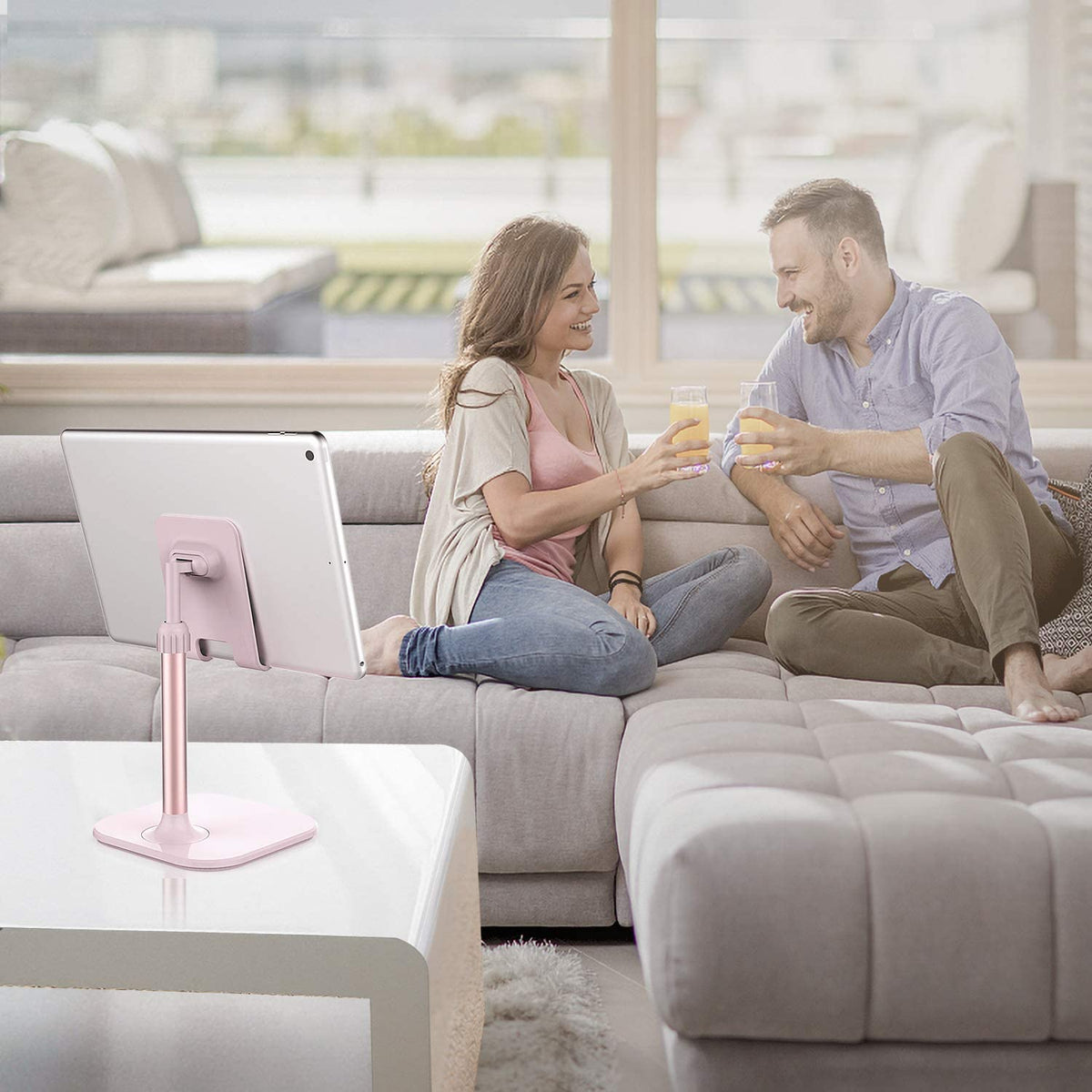 Cell Phone Stand, Phone Stand for Desk, Phone Holder Stand Compatible with Iphone and All Mobile Phones Tablet, Gifts for Adults Women Men Mom Wife, Pink