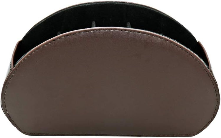Remote Control Holder Organizer Table Desk Leather Control Storage TV Remote Control Organizer with 5 Spacious Compartments (Dark Brown)