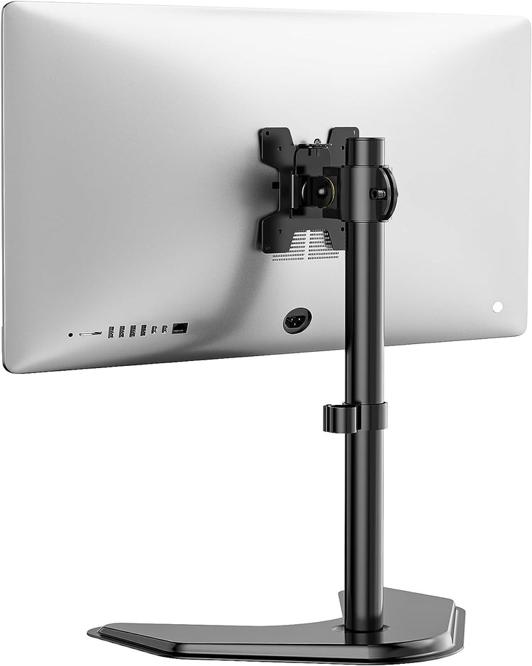 Single Monitor Stand for 13-32 Inch Computer Screens, Freestanding Single Monitors Arm Desk Mount, Universal VESA Monitor Mount 75X75/100X100Mm, Adjustable Height and Angle, (MF001), Black
