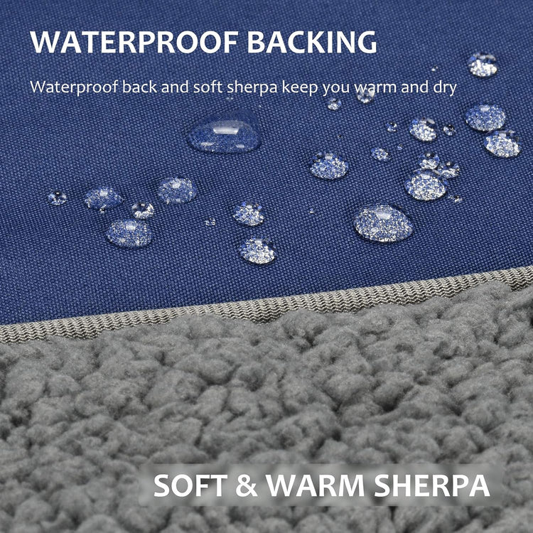 Large Waterproof Outdoor Blanket, Soft Warm Windproof Stadium Blanket with Sherpa Fleece and Foldable for Outdoor Sport, Baseball, Football, Beach, Concerts, Car