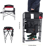 2-Pack Camping Folding Director Chairs with Side Table & Storage, Red