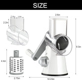Rotary Cheese Grater Hand Crank Cheese Shredder for Fresh Cheese, Vegetable, Nuts,Non-Slip Suction Base, Free Cleaning Brush Three Blades, White