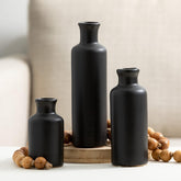 Ceramic Black Vase Set, Modern Home Decor Decorative Vases for Your Kitchen, Bedroom, Office, Living Room, Bathroom, & Shelf Decor, Centerpiece Table Decorations, Small Vases (CM3038)