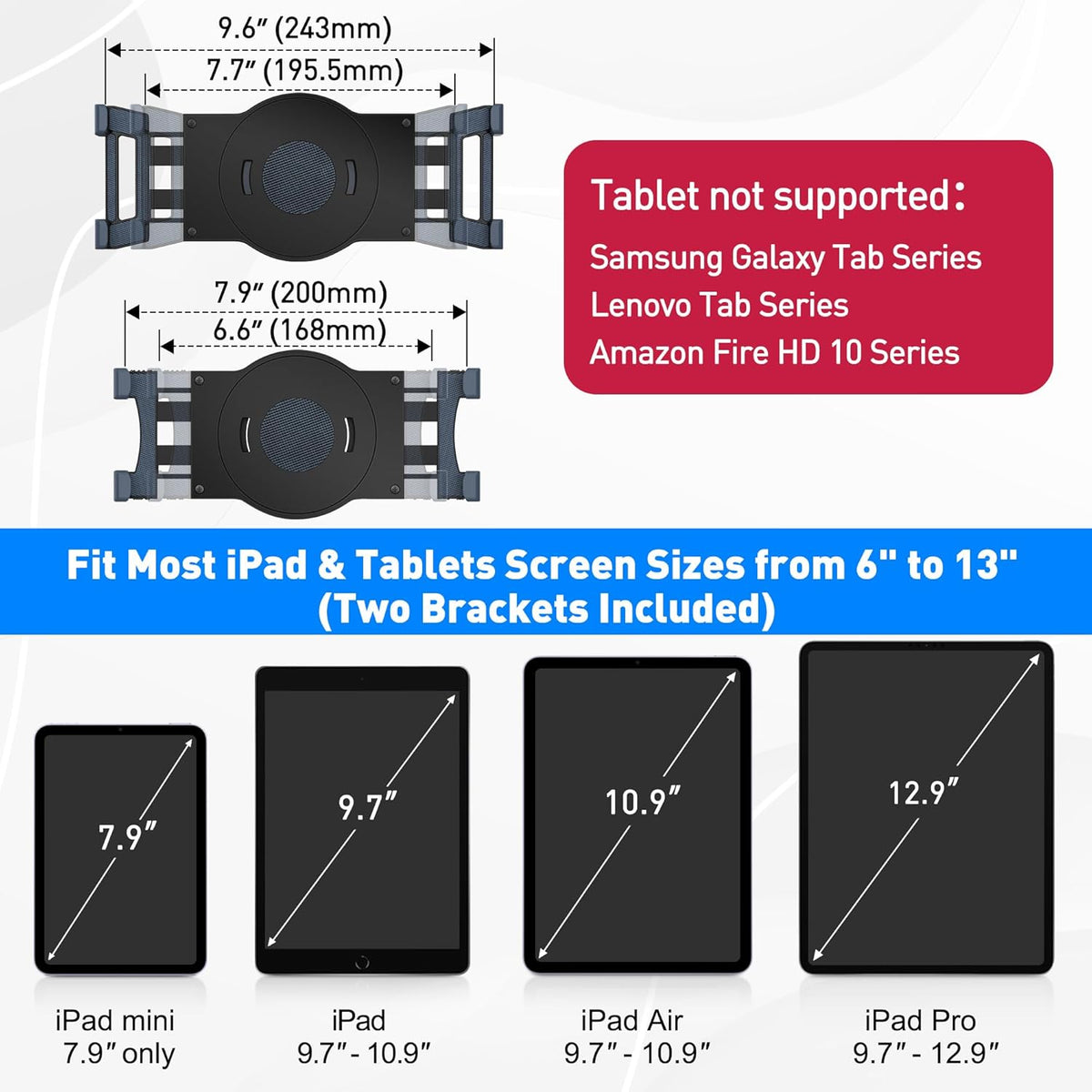 Retail Kiosk Ipad Stand, 360° Rotating Commercial POS Tablet Stand, Fits 6"-13" (Screens) Ipad Mini Pro-Business Swivel Tablet Holder, for Store Office Reception Kitchen Desktop (Black)