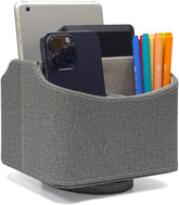 Rotating Desk Organizer, 360 Degree Desk Spinning Caddy, Desktop TV Guide/Mail/Media/Remote Controller Holder Organizer, Grey Linen Texture