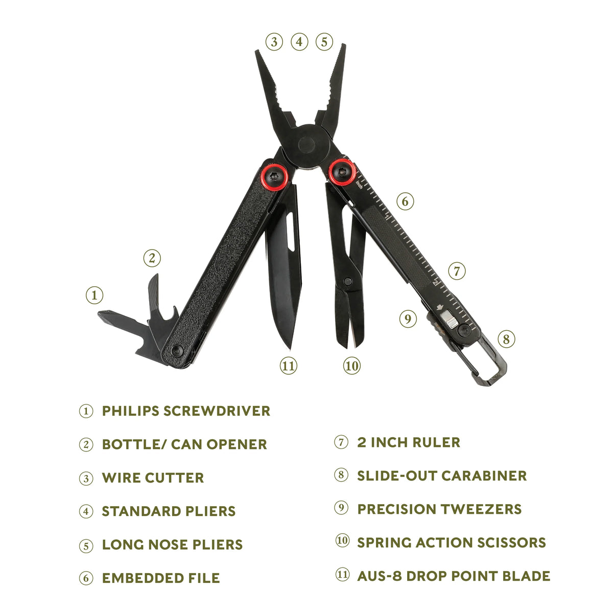 Uberall 11-In-1 Folding Mini Multi-Tool Ultra Compact with Leather Sheath, Multi-Function