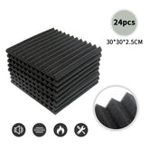 24 Pack Acoustic Panels Studio Soundproofing Foam Wedges Panels, 1" X 12" X 12" Sound Insulation Absorbing, Black