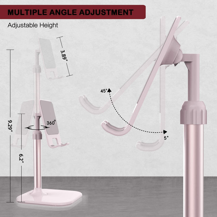 Cell Phone Stand, Phone Stand for Desk, Phone Holder Stand Compatible with Iphone and All Mobile Phones Tablet, Gifts for Adults Women Men Mom Wife, Pink