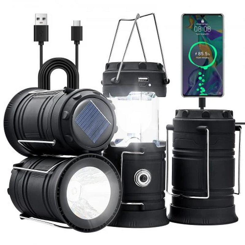 LED Camping Lanterns Portable Rechargeable Lights as Battery Bank 4 Pcs