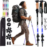 Trekking Poles - Lightweight, Collapsible Hiking Poles for Snowshoe & Backpacking Gear - Pair of 2 Walking Sticks for Hiking, 7075 Aluminum with Cork Grip