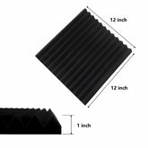 24 Pack Acoustic Panels Studio Soundproofing Foam Wedges Panels, 1" X 12" X 12" Sound Insulation Absorbing, Black